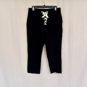 n:PHILANTHROPY Lace Front Mila Jogger Cropped Sweatpants Black Size L